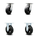 Service Caster 6 Inch Kingpinless Rubber on Steel Wheel Swivel Caster Swivel 2 Rigid SCC, 2PK SCC-KP30S620-RSR-2-R-2